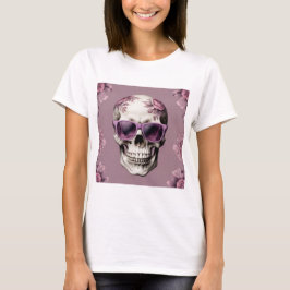 Lavendel Floral 3D Toter Schädel mit Sonnenbrille T-Shirt