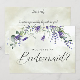Lavendel Floral Aquarellschrift Bridesmaid Einladung