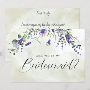 Lavendel Floral Aquarellschrift Bridesmaid Einladung