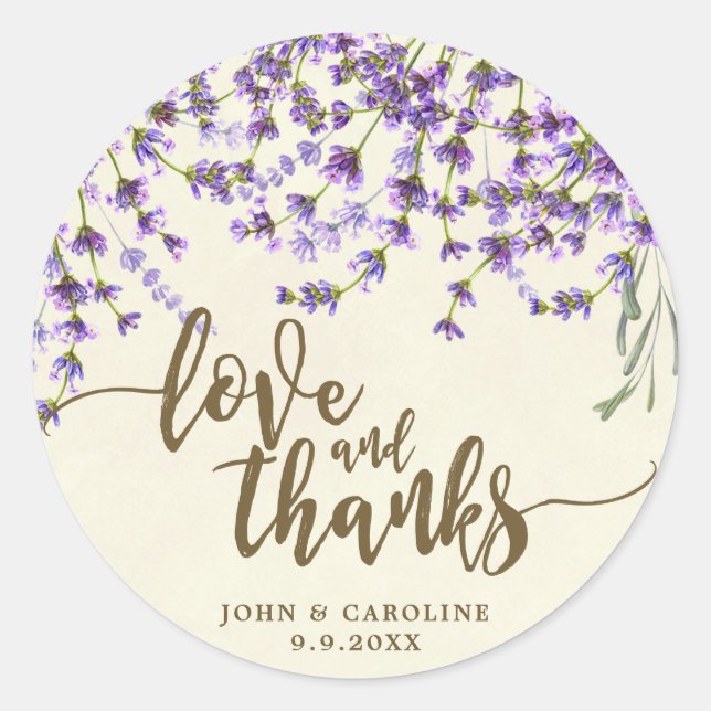 Lavendel floral Liebe und Dank bevorzugt Aufkleber (Vorderseite)