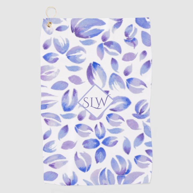 Lavendel Floral Monogram Ladys Golfhandtuch (Vorderseite)