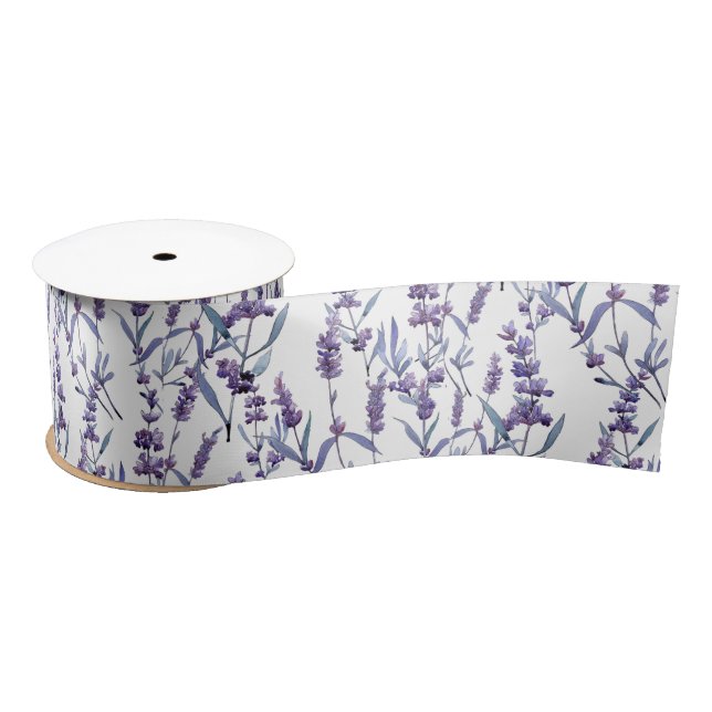 Lavendel floral on White Satinband (Spule)