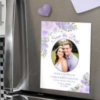 Lavendel Floral Save the Date Oval Foto Magnet