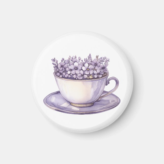 Lavendel Floral Teacup Magnet (Vorne)