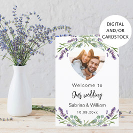 Lavendel Florals Foto Willkommensmenü Einladung