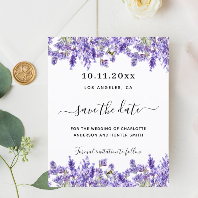 Lavendel Florals Hochzeit speichern Sie die Dattel (Von Creator hochgeladen)