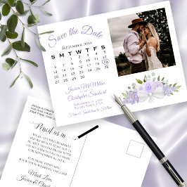 Lavendel Foto & Kalender Save the Date Ankündigungspostkarte