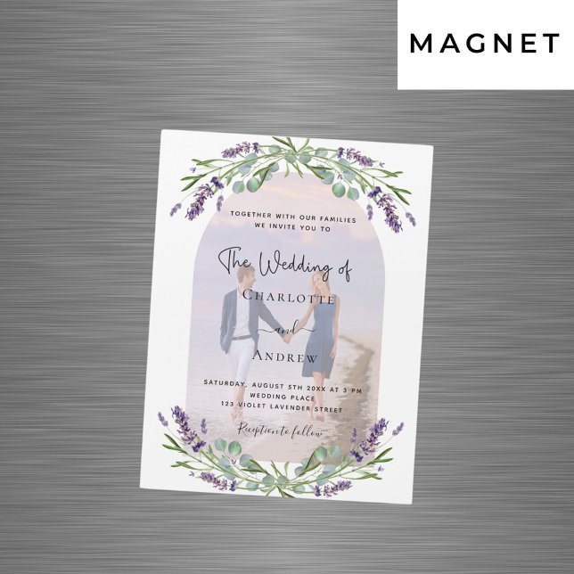 Lavendel Foto Violettfloralen Luxus Hochzeit Magneteinladung (Von Creator hochgeladen)