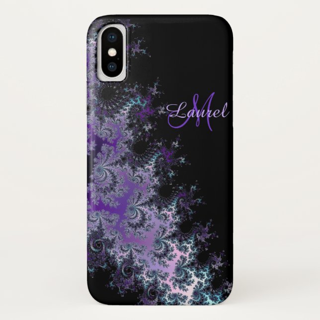 Lavendel-Fraktal-Schärpe personalisierter iPhone X Case-Mate iPhone Hülle (Rückseite)
