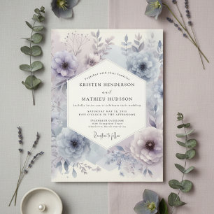 Lavendel-Frost-Blüten-Eleganz-Hochzeit Einladung