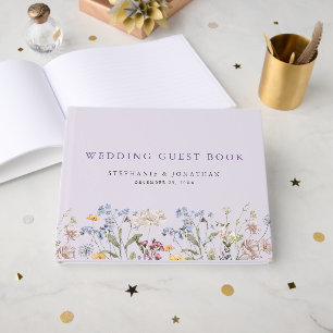 Lavendel-Frühlings-Wildblumenwiese-Gartenhochzeit  Gästebuch