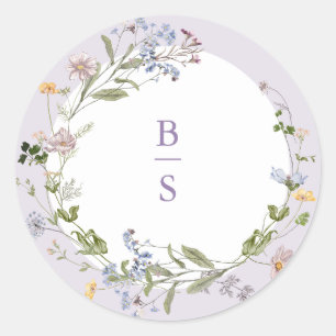 Lavendel-Frühlings-Wildblumenwiese-Gartenhochzeit  Runder Aufkleber