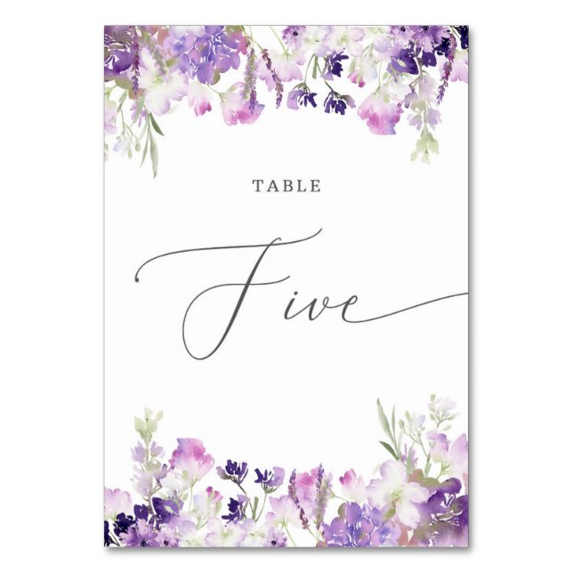 Lavendel fünf Tischnummern (Vorderseite)