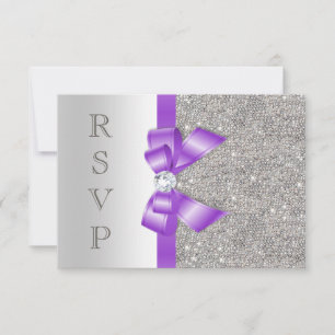 Lavendel gefälschter Bogen und Diamanten RSVP Karte