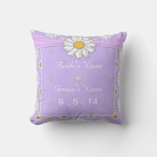 Lavendel Gelbe und Weiße Florale Daisy Hochzeit Kissen