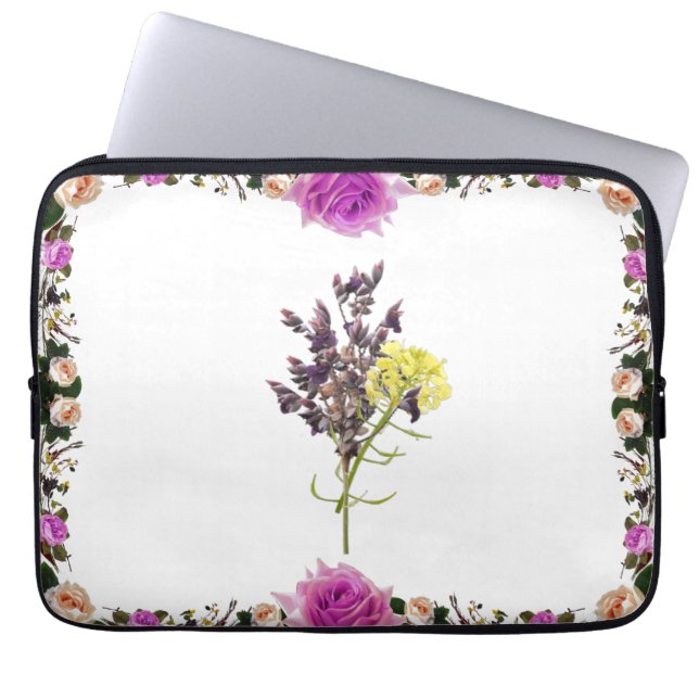 Lavendel & Gelbe Wildblume Botanisches Design Laptopschutzhülle (Vorderseite)