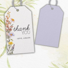 Lavendel Gelbe Wildblumen Elegante Babydusche Geschenkanhänger