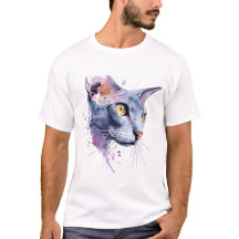 Lavendel-Geometrische Wasserfarben-Katzengesichtsk