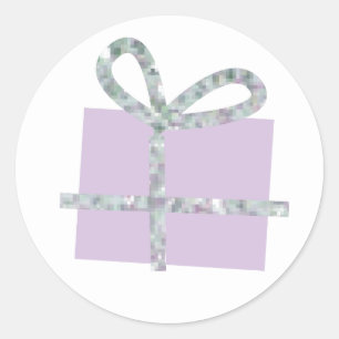 Lavendel-Geschenkboxen mit Imitaten Silver Ribbon Runder Aufkleber