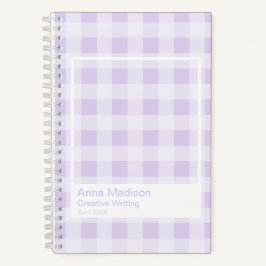 Lavendel-Gingham-transparent-Rahmen-Notizbuch Notizbuch