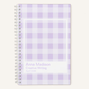 Lavendel-Gingham-transparent-Rahmen-Notizbuch Notizbuch