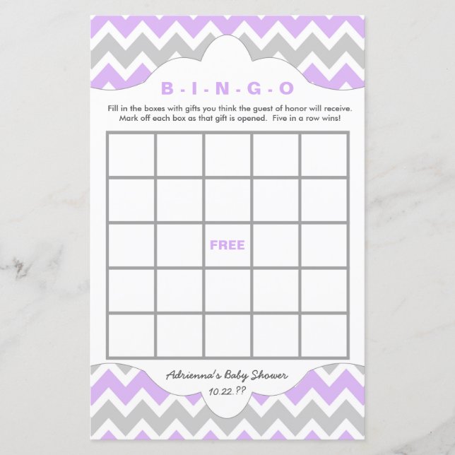 Lavendel Girl Bingo Handtücher Babydusche ZWEI SPI (Vorderseite)