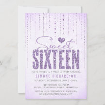 Lavendel Glitzer Look Sweet 16 (sechzehn) Party