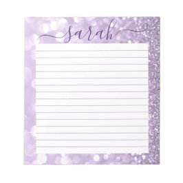Lavendel Glitzer Personalisiert Notizblock