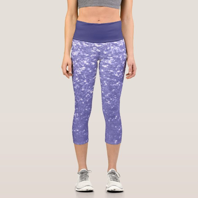 Lavendel Glitzern Glitzer Capri Leggings (Vorderseite)
