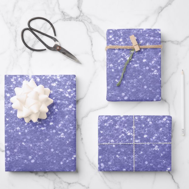 Lavendel Glitzern Glitzer Geschenkpapier Set (Vorderseite)