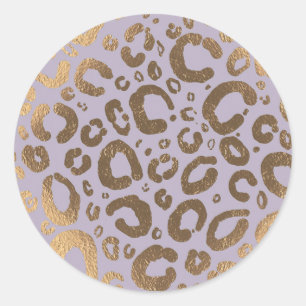 Lavendel Gold Creme Glam Leoparden Druck Babyparty Runder Aufkleber