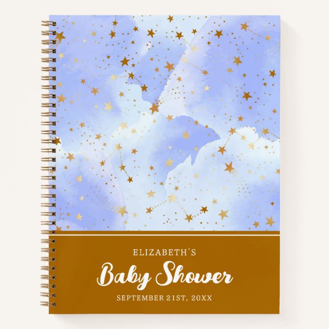 Lavendel Golden Star | Babydusche Notizbuch (Vorderseite)