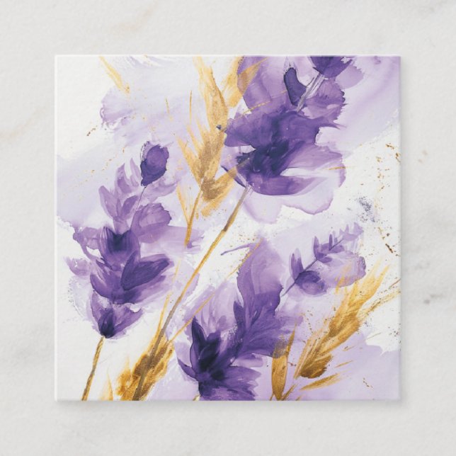 Lavendel Golden Watercolor - QR-UAWG Begleitkarte (Vorderseite)