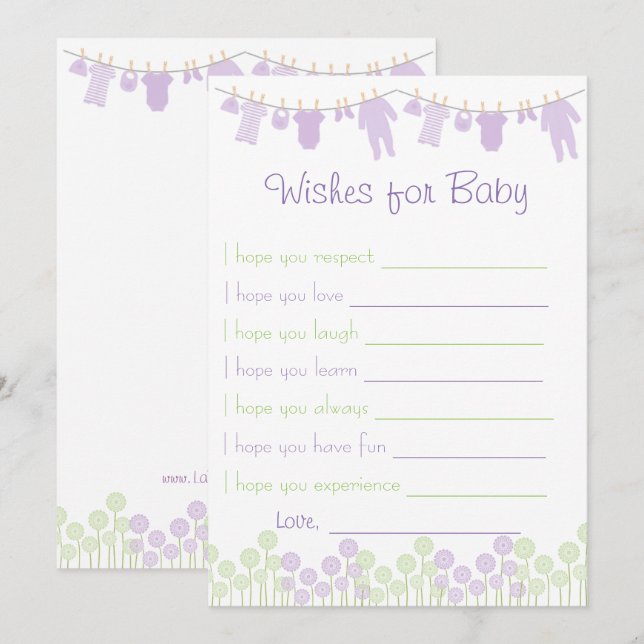 Lavendel- & Green-Baby-Dusche für Babyspiel Einladung (Vorne/Hinten)