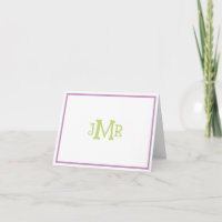 Lavendel & Green Monogram gefaltet Dankeschön Kart