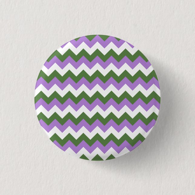 Lavendel, Grün und Weiß Zickzack Zigzag Button (Vorderseite)