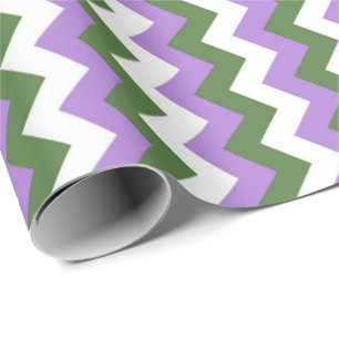 Lavendel, Grün und Weiß Zickzack Zigzag Geschenkpapier