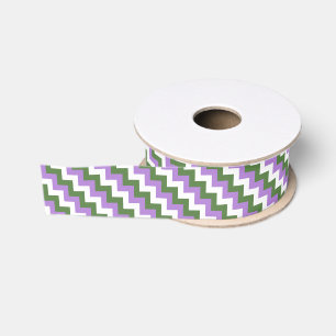 Lavendel, Grün und Weiß Zickzack Zigzag Ripsband