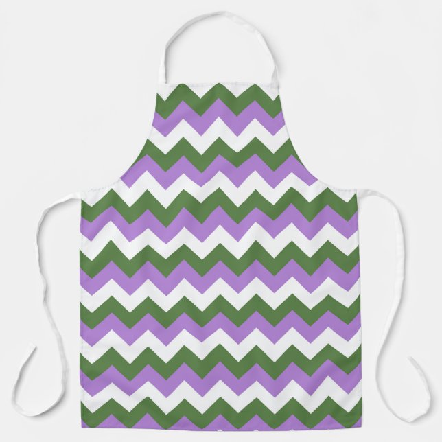 Lavendel, Grün und Weiß Zickzack Zigzag Schürze (Vorderseite)