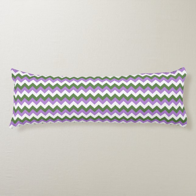 Lavendel, Grün und Weiß Zickzack Zigzag Seitenschläferkissen (Vorderseite)
