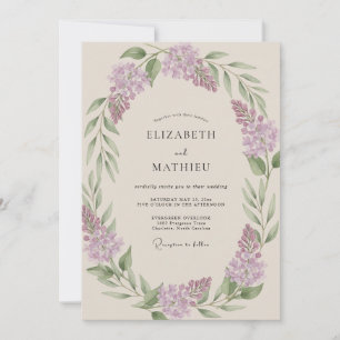 Lavendel-grüne Girlande Hochzeit Einladung