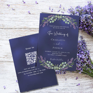 Lavendel Grüne Marine blaue QR Code UAWG Hochzeit Einladung