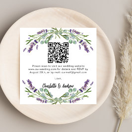 Lavendel Grüne QR Code Hochzeit RSVP Begleitkarte