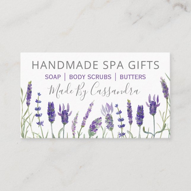 Lavendel Handmade Natural Bath Beauty und Wellness Visitenkarte (Vorderseite)