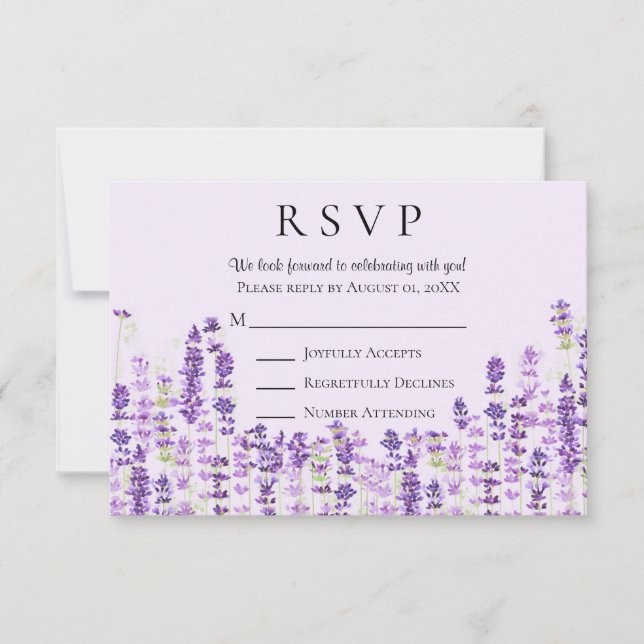 Lavendel-hellpurpurnes BlumenWatercolor UAWG RSVP Karte (Vorderseite)