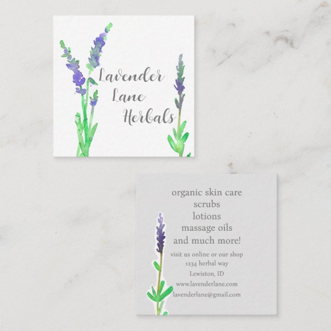 Lavendel Herb Blume Hautpflege Botanische Pflanze Quadratische Visitenkarte (Vorne/Hinten)