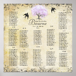 Lavendel-Herz-Baum 100 bis 150 Gäste alphabetisch Poster