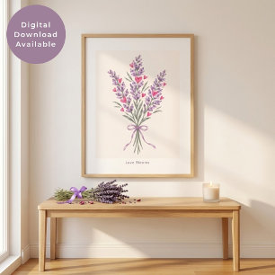 Lavendel-Herz-Blumenstrauß Valentinstag-Kunst Poster