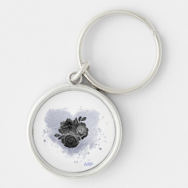 *~* Lavendel Herz Weiße Schwarze Rose Romantische Schlüsselanhänger (Vorne)