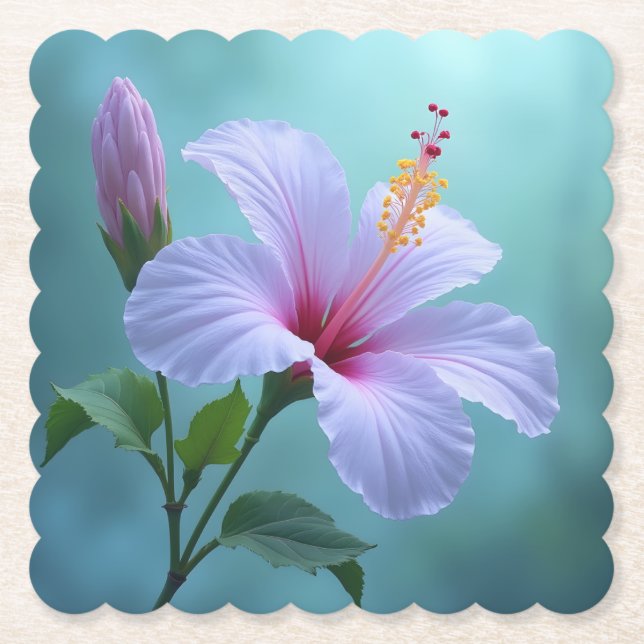 Lavendel Hibiskus Blume: Die subtile Natur Untersetzer (Vorderseite)